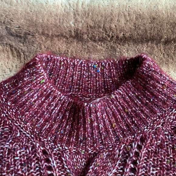 Rebecca Taylor Soft Tweed Cable Pullover Bordeaux - Picture 4 of 8